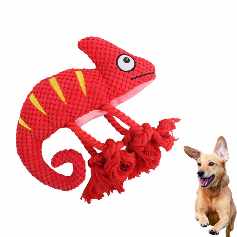 Squeaky Novelty Chameleon Design for Dogs Multiple Color Options Durable Indestructible Plush Toys for Dogs