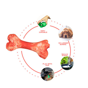 Chewable Watchdog Toys Made of 100% Natural Rubber Sturdy Chewy Bone-Shaped Toys