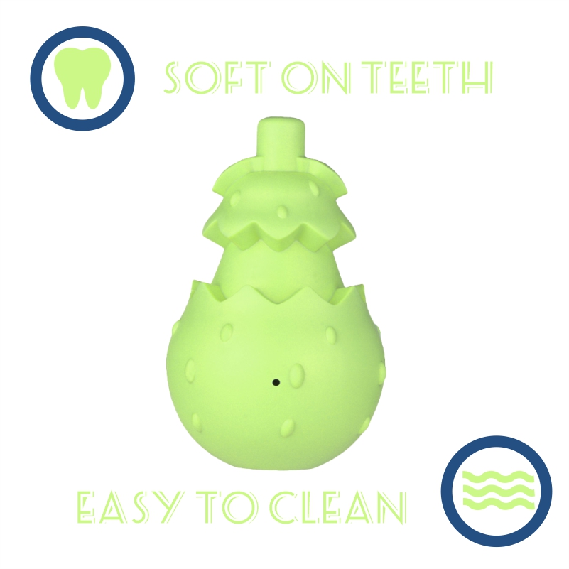 Healthy Dog Treat Dispenser Made of 100% Natural Rubber Pear Shaped Durable Chew Dog Toys