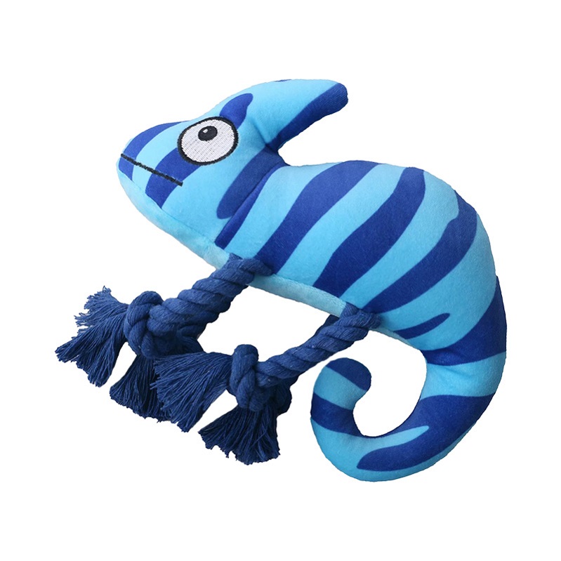 Chameleon Cute Design Squeaky Plush Chew Toys Dogs Knotted Cotton Rope Teeth Cleaning Molar Pet Puzzle Plush Toy 