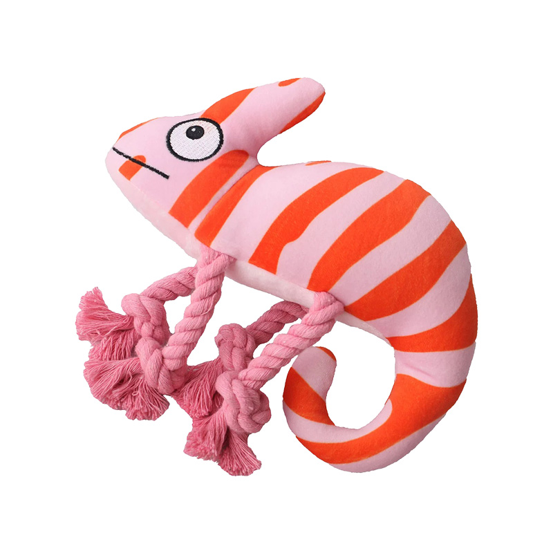 Chameleon Collection Chewy Plush Dog Toy for Aggressive Chewers Knotted Cotton Rope Design Interactive Squeaky Plush Toy