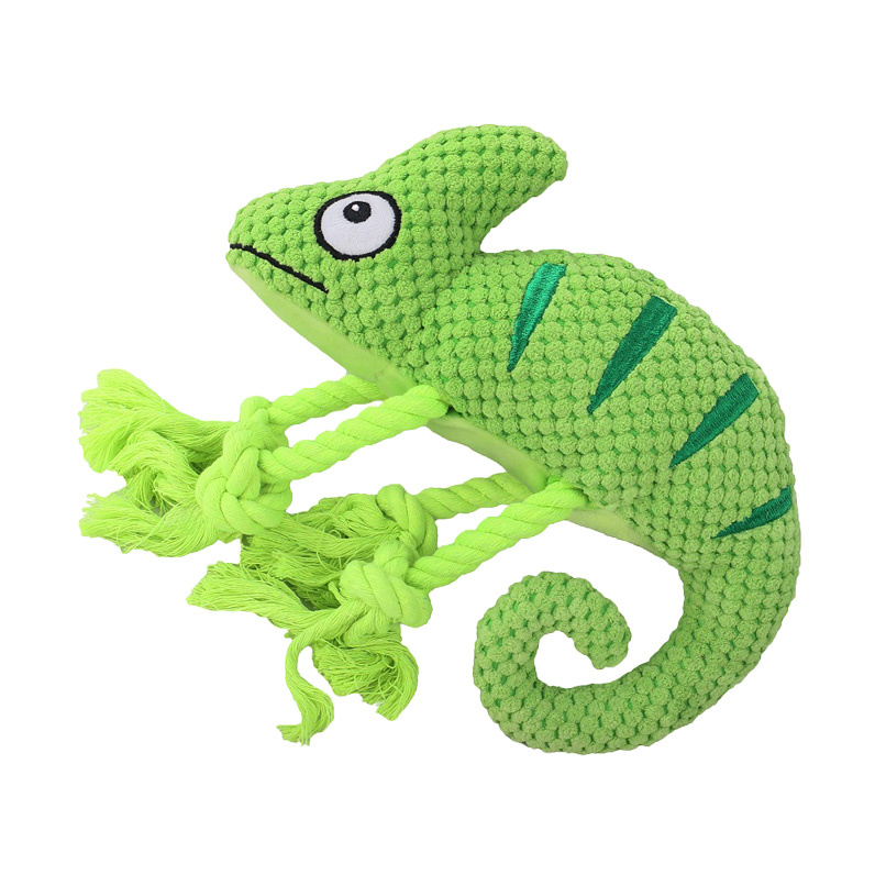 Red Dog Interactive Chameleon Design Toy Helps Dog Clean Teeth Chewy Squeak Interactive Dog Tug Toy
