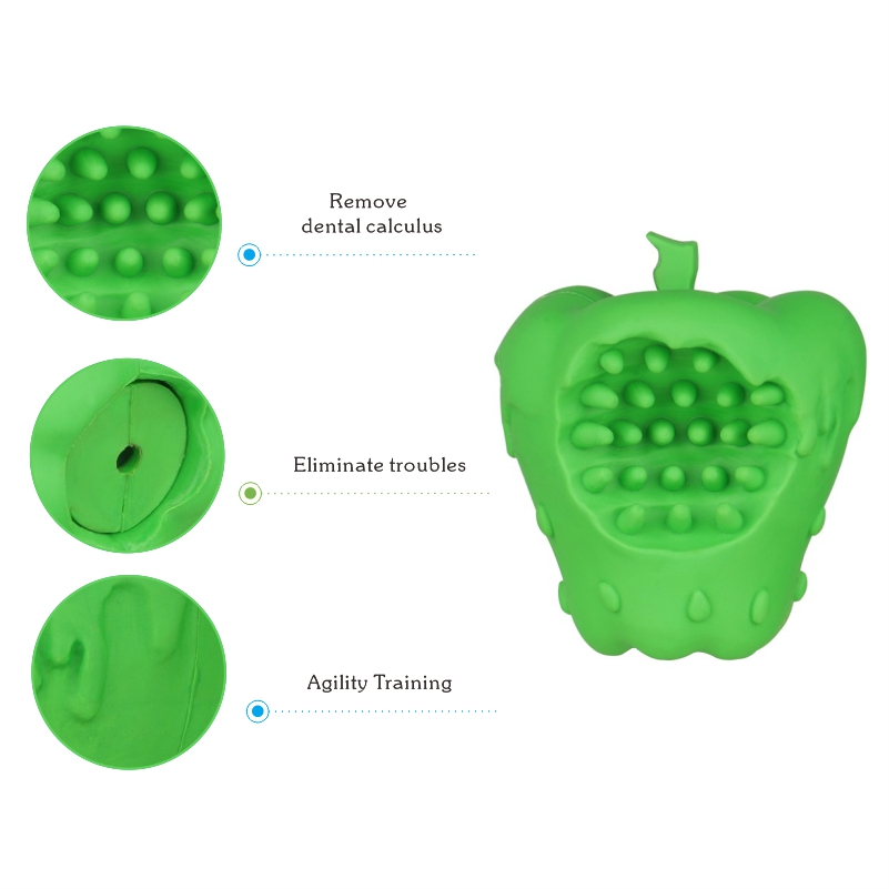 Custom Chew Toys Made of 100% Natural Rubber Fun Christmas Apple Design Durable Dog Toy with Squeak