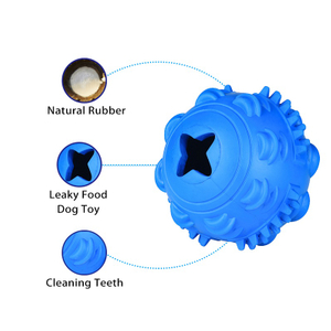 Tough Natural Rubber Bite Resistance Durable Chewing Toy Ball Rolling Slow Feeder Treat Dispenser Food IQ Training Dog Toy