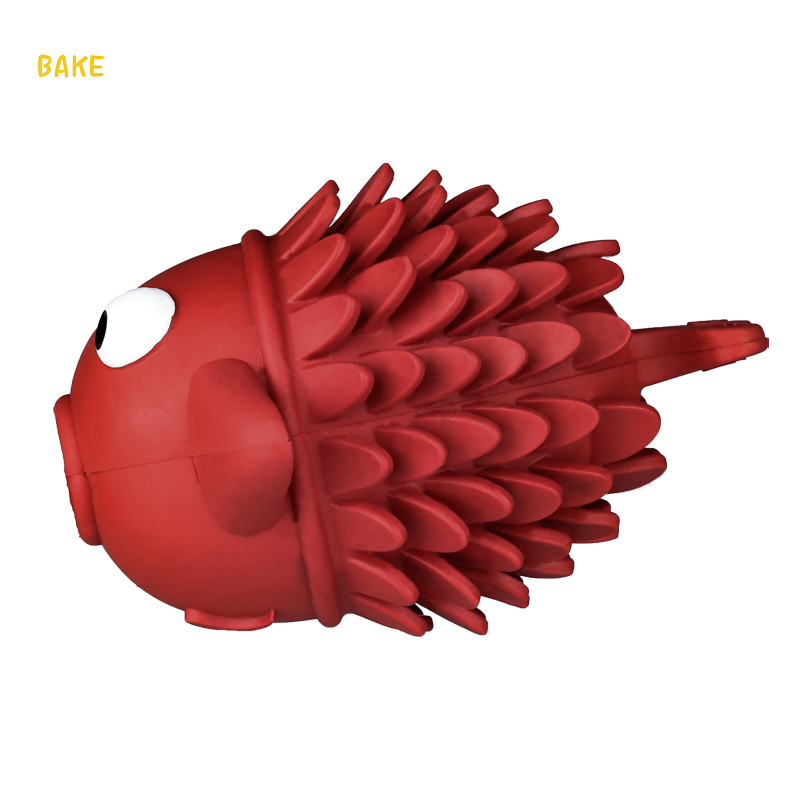 Natural Rubber Chew Toys Non-toxic Sturdy Fish-shaped Design Leaking Red Dog Toy