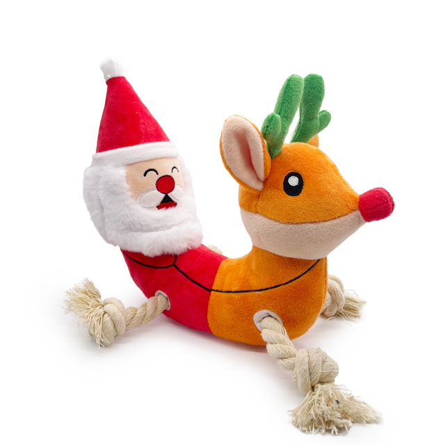 Wholesale Christmas Giggling Reindeer Dog Toys Long Squeaker Small Dogs