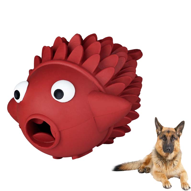 Fish Shape Design with 100% Natural Rubber Safe Non-toxic Dog Teeth Cleaning Chew Toy treats Hide Dog Toy