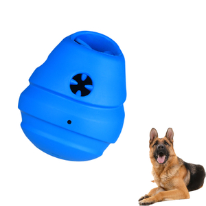 100% Natural Rubber Dog Toy Tumbler Design Can Squeak Snack Dispenser Dog Chew Toy Durable