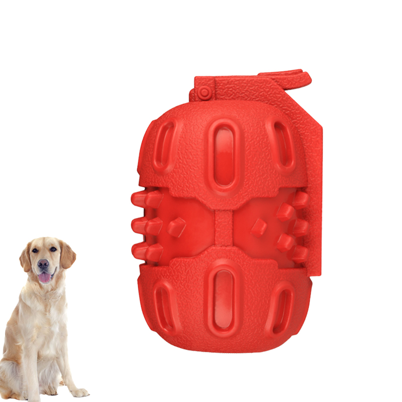 100% Natural Rubber Dog Aggressive Chew Toy Chewy Sturdy Treat Dispenser Grenade Shaped Dog Toy