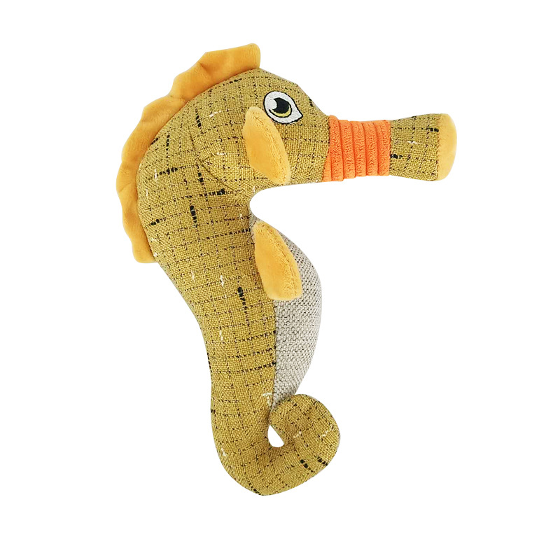 New Seahorse Shape Made of Natural Non-toxic Cotton Squeaky Plush Toy