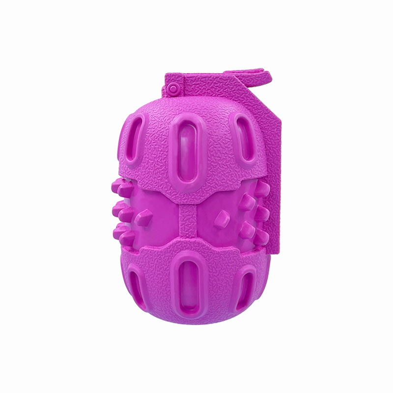 BAKE Dog Toy Natural Rubber Grenade Shaped Dog Chew Toy Snack Dispenser Slow Feeder for Heavy Chewers