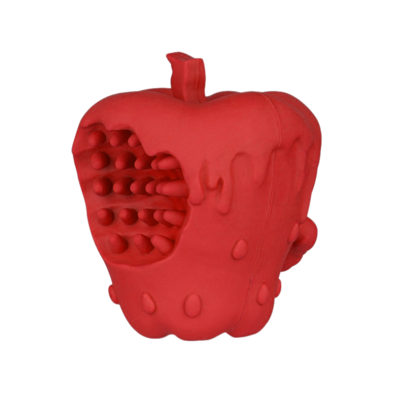 Non-toxic Natural Rubber Christmas Red Apple Design Teeth Cleaning Molar Toys Indestructible Squeaky Dog Pet Toy
