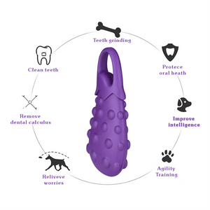 Tug Dog Chew Toy Uses 100% Natural Rubber To Make Chewy Eggplant Tug of War Dog Toy