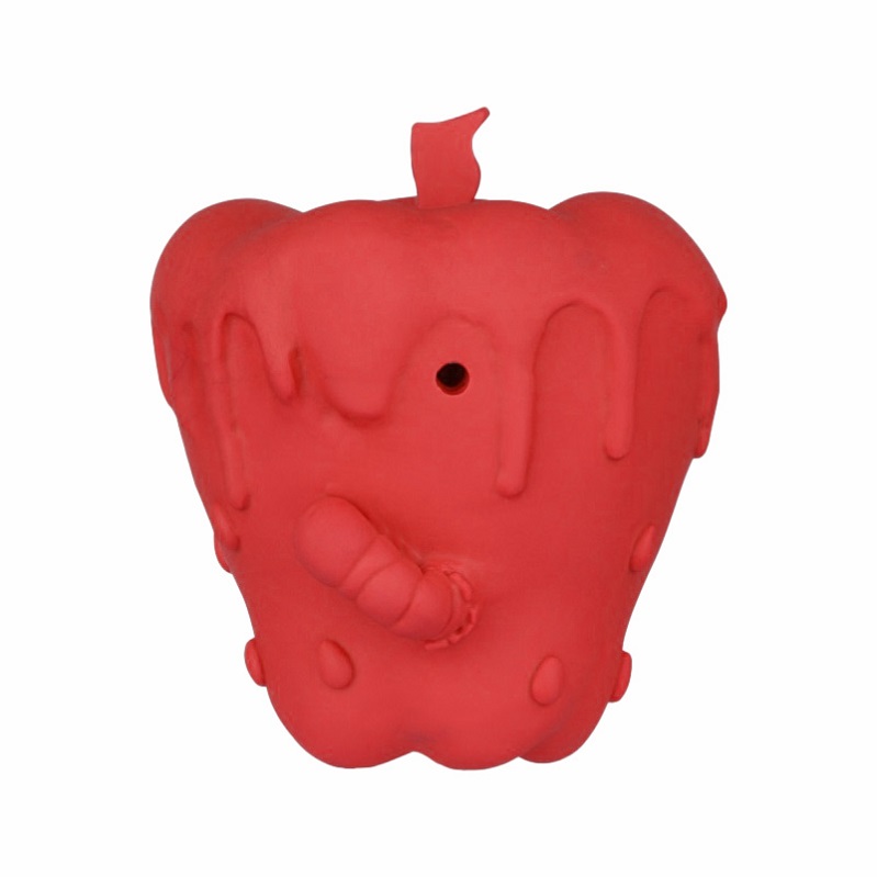 Dog Toy Wholesale Made of 100% Natural Rubber Chewy Apple Shape Squeak Interactive Toy Pet