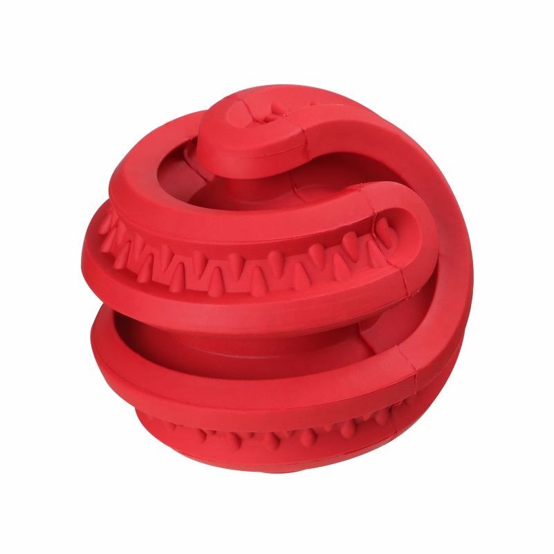 Red Spiral Ball Shape Toy Made of Natural Non-toxic Rubber Easy To Clean Multi-color Options for Small And Medium Sized Dogs, Dog Teeth Cleaning And Chewing